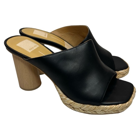 NWOT Dolce Vita Black and Tan Aron Faux Leather Sandals - Picture 2 of 7